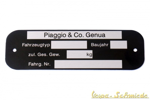 Typenschild "Piaggio & Co. Genua"